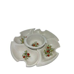 VTG California Orig. Divided Pottery Serving Dish - Chip & Dip Platter - MCM USA